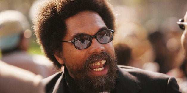 Scholar Cornel West speaks with members of the media, Saturday, Oct. 15, 2005, on the lawn of the U.S. Capitol in Washington.
