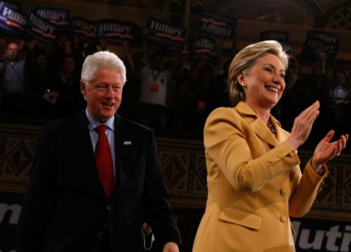 Bill and Hillary Clinton at a campaign rally in New York during her 2008 presidential bid.