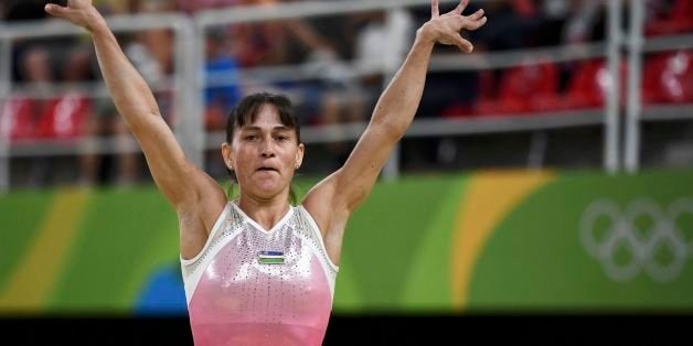 2016 Rio Olympics - Artistic Gymnastics - Preliminary - Women's Qualification - Subdivisions - Rio Olympic Arena - Rio de Janeiro, Brazil - 07/08/2016. Oksana Chusovitina (UZB) of Uzbekistan competes. REUTERS/Dylan Martinez FOR EDITORIAL USE ONLY. NOT FOR SALE FOR MARKETING OR ADVERTISING CAMPAIGNS.