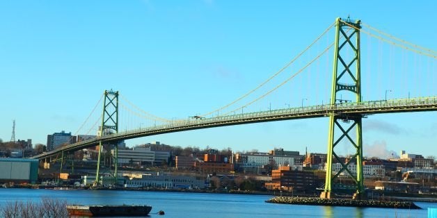 Macdonald Bridge in Dartmouth, Nova Scotia, Canada.