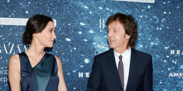 Sir Paul McCartney and wife Nancy Shevell arrive at "An Evening Honoring Stella McCartney" presented by American Express, benefiting the Lincoln Center Corporate Fund, at Alice Tully Hall on Thursday, Nov. 13, 2014, in New York. (Photo by Evan Agostini/Invision/AP)