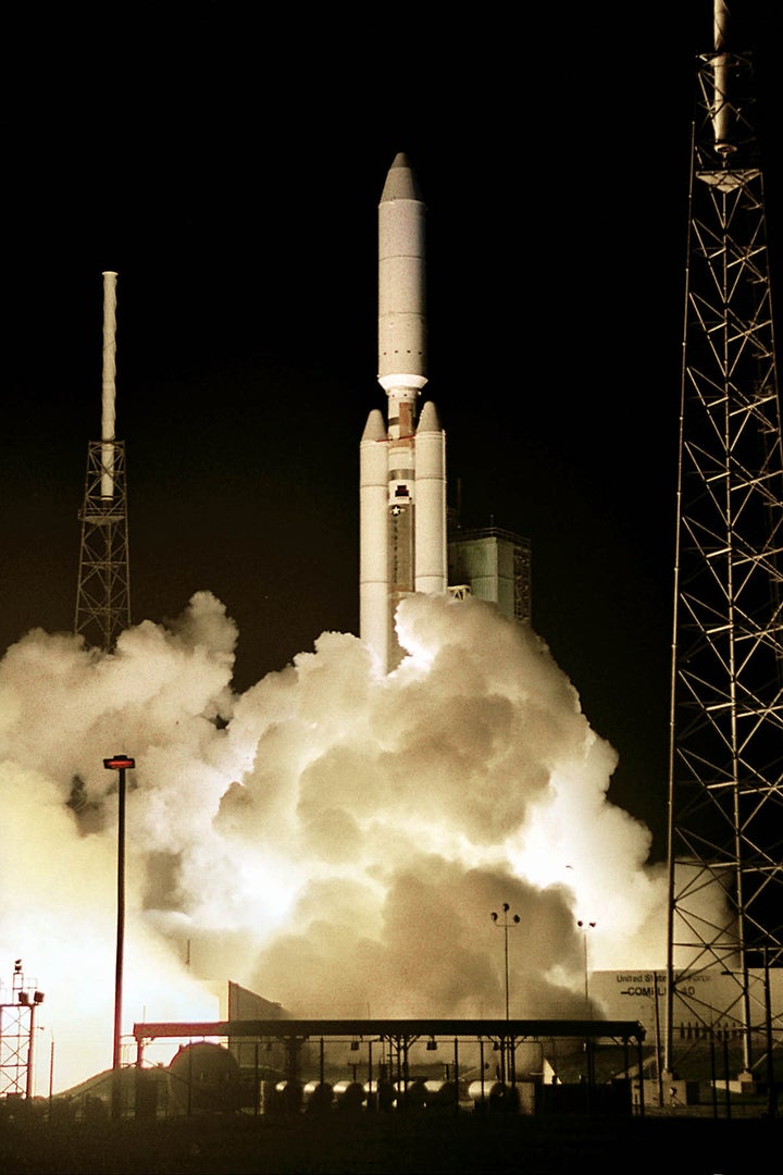 A Titan IV B rocket takes off from here Sept. 9. The rocket carried a National Reconnaissance Office payload into orbit. T