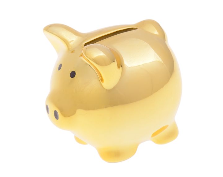  a golden piggy bank isolated...