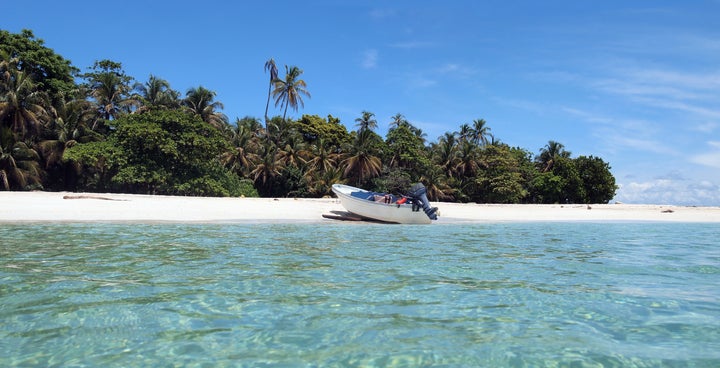 tropical white sand beach with...