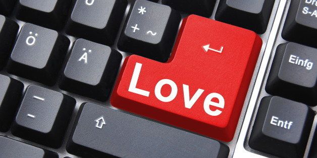 love button showing concept for online dating