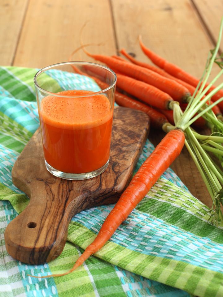 glass of carrot juice and fresh ...