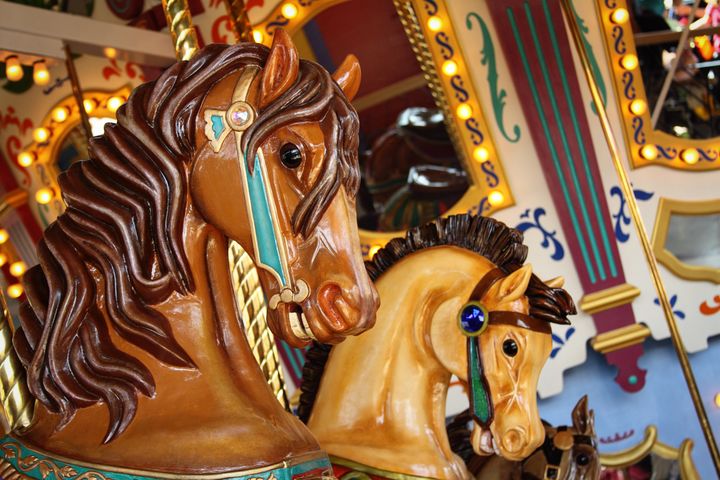 close up of carnival horses on...