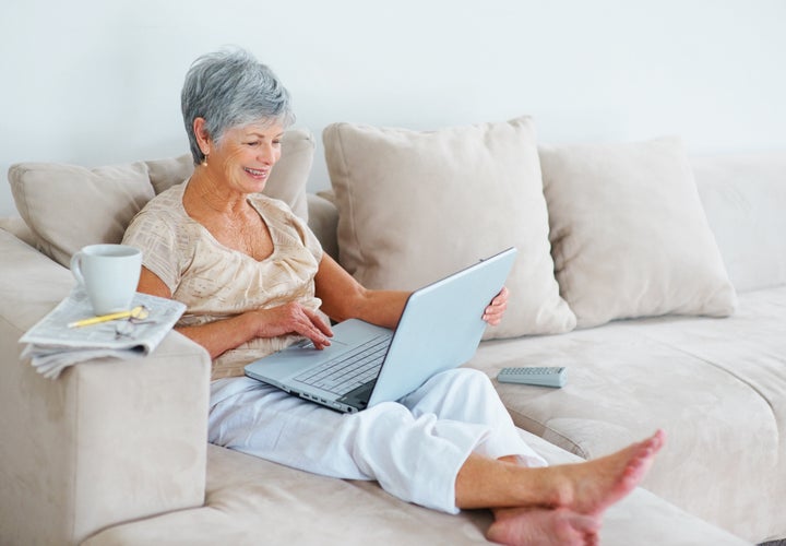 smiling relaxed senior woman on ...