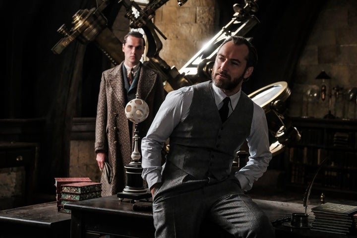 Jude Law (right) as a young Albus Dumbledore in "Fantastic Beasts: The Crimes of Grindelwald."