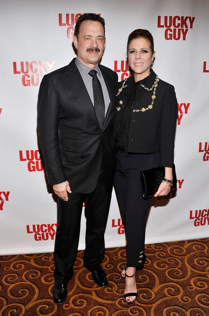 NEW YORK, NY - APRIL 01: Actors Tom Hanks and Rita Wilson attend the 'Lucky Guy' Broadway Opening Night after party at on April 1, 2013 in New York City. (Photo by Stephen Lovekin/Getty Images)