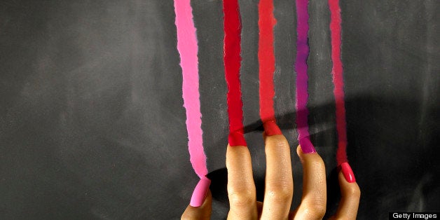 Painted Nails on scraping color down the chalkboard.