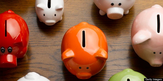 Multi-colored ceramic piggy banks