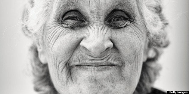 Senior woman making a face