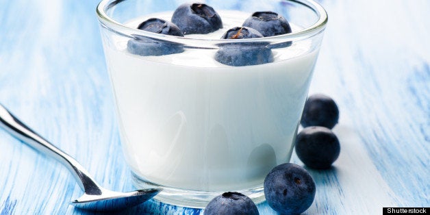 blueberry yogurt in a glass