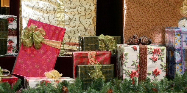 several pretty wrapped gifts...