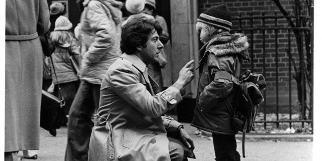 Dustin Hoffman says goodbye to Justin Henry in a scene from the film 'Kramer Vs. Kramer', 1979. (Photo by Columbia Pictures/Getty Images)