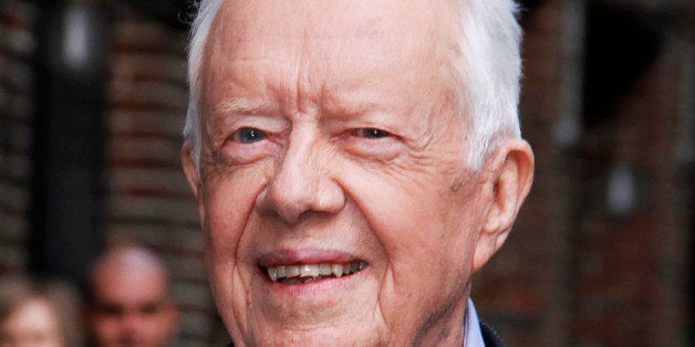 NEW YORK, NY - MARCH 24: Jimmy Carter leaves the 'Late Show with David Letterman' at Ed Sullivan Theater on March 24, 2014 in