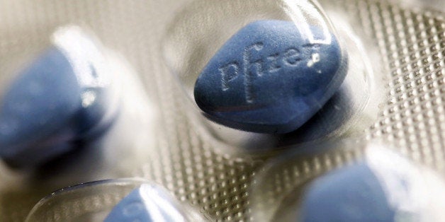 A blister pack containing Pfizer's 0.50mg Viagra tablets, produced by Pfizer Inc., is arranged for a photograph in London, U.