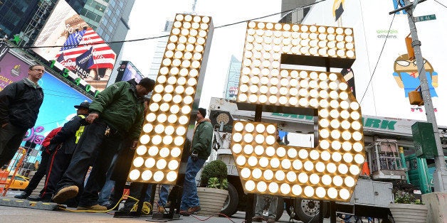 NEW YORK, NY - DECEMBER 16: New Year's Eve numerals arrive in Times Square prior to installation atop One Times Square, at Times Square on December 16, 2014 in New York City. (Photo by Slaven Vlasic/Getty Images)