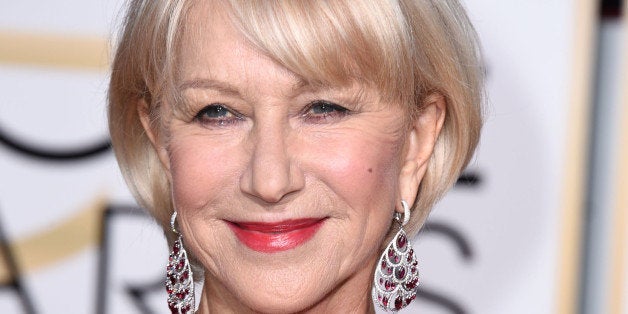 BEVERLY HILLS, CA - JANUARY 11: Helen Mirren arrives at the 72nd Annual Golden Globe Awards at The Beverly Hilton Hotel on January 11, 2015 in Beverly Hills, California. (Photo by Steve Granitz/WireImage)