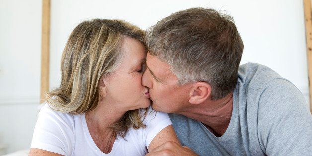 Mature couple kissing