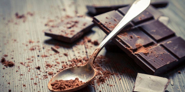 Closeup of Cocoa Powder on spoon.