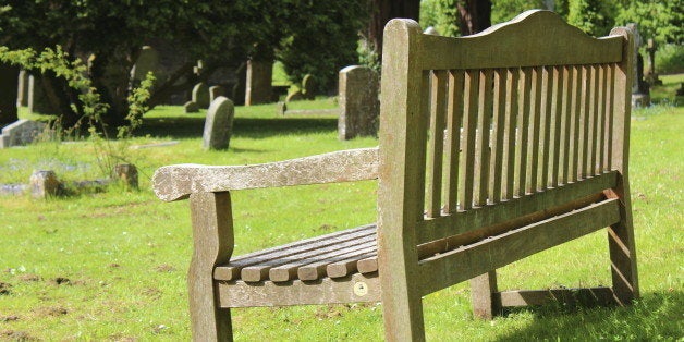 Bench in a church grave yeard