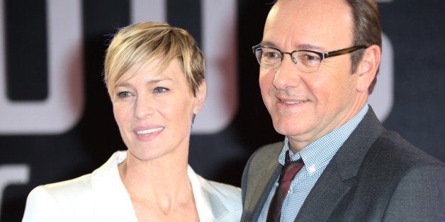 Actors Kevin Spacey and Robin Wright pose for photographers upon arrival at the House of Cards season 3 World Premiere at the Empire Cinema in central London, Thursday, Feb. 26, 2015. (Photo by Joel Ryan/Invision/AP)