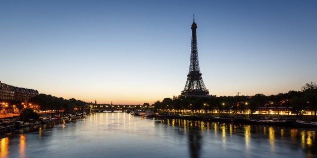 Eiffel Tower and d'Iena Bridge at Dawn, Paris, France