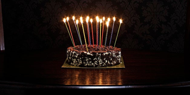 birthday cake on table in living room