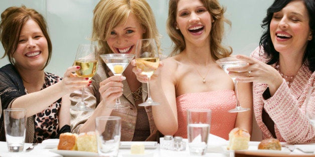 Women toasting in a restaurant