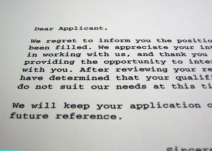 A rejection letter in Courier type.