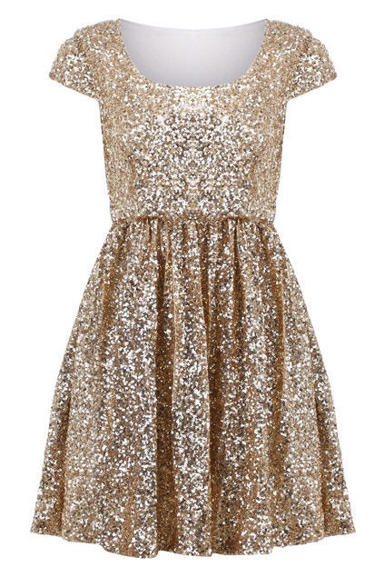 Paillettes Apricot Shift Dress