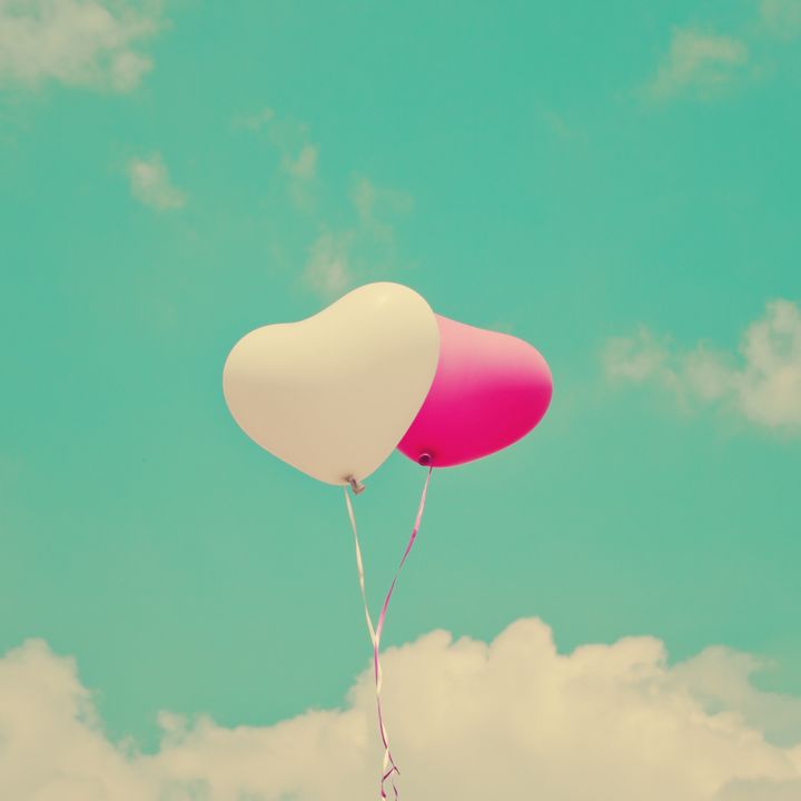 Love Heart Balloon in Vintage Blue Sky