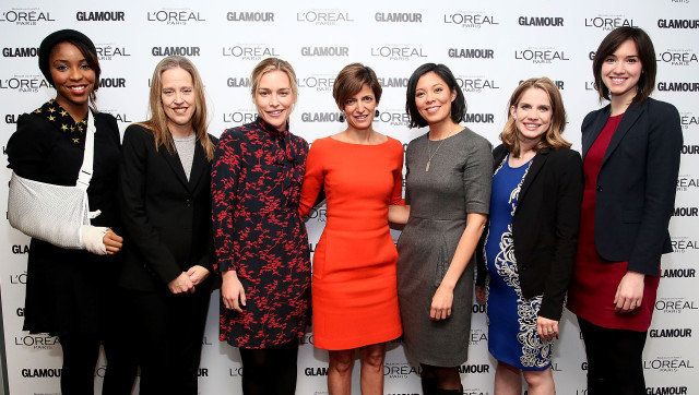 NEW YORK, NY - APRIL 03: (L-R) Jessica Williams, Wendy Kopp, Piper Perabo, Editor in Chief of Glamour magazine Cindi Leive, Alex Wagner, Anna Chlumsky and Rachel Sterne Haot attend the Glamour And L'Oreal Paris Celebration for the Top Ten College Women at The Diana Center At Barnard College on April 3, 2013 in New York City. (Photo by Astrid Stawiarz/Getty Images for GLAMOUR)