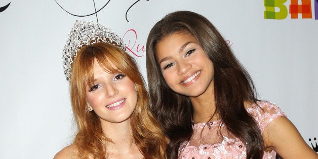 HOLLYWOOD, CA - OCTOBER 20: Actors Bella Thorne (L) and Zendaya (R) attend Bella Thorne's Quinceanera and 15th birthday part