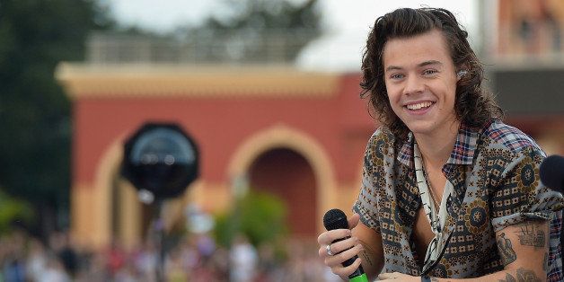 ORLANDO, FL - NOVEMBER 17: Harry Styles of One Direction appears on NBC's Today Show to release their new album 'Four' at Universal City Walk At Universal Orlando on November 17, 2014 in Orlando, Florida. (Photo by Gustavo Caballero/Getty Images)