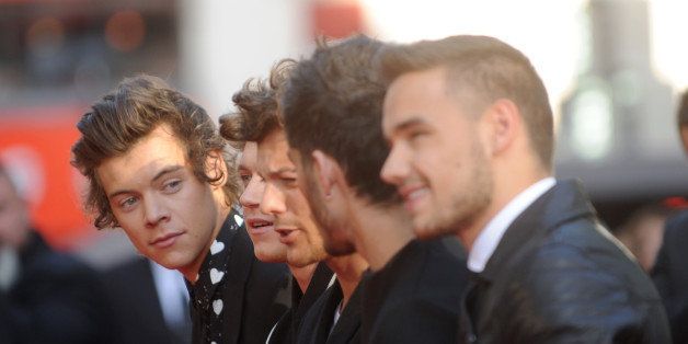 Harry Styles, Niall Horan, Louis Tomlinson, Zayn Malik and Liam Payne arrive at the UK Premiere of 'One Direction: This Is Us 3D' - VIP Arrivals, on Tuesday August 20, 2013, in London. (Photo by Jon Furniss Photography/Invision/AP Images)