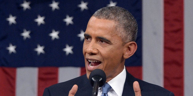 President Barack Obama delivers his State of the Union address to a joint session of Congress on Capitol Hill on Tuesday, Jan. 20, 2015, in Washington. (AP Photo/Mandel Ngan, Pool)