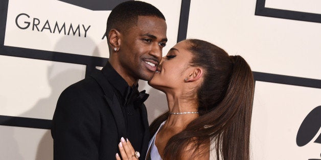 Big Sean, left, and Ariana Grande arrive at the 57th annual Grammy Awards at the Staples Center on Sunday, Feb. 8, 2015, in L