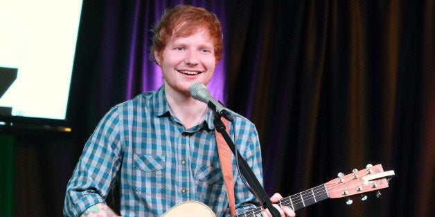 Singer-songwriter Ed Sheeran visits the radio Q102 Performance Theater on Friday, July 4, 2014, in Philadelphia. (Photo by Owen Sweeney/Invision/AP)