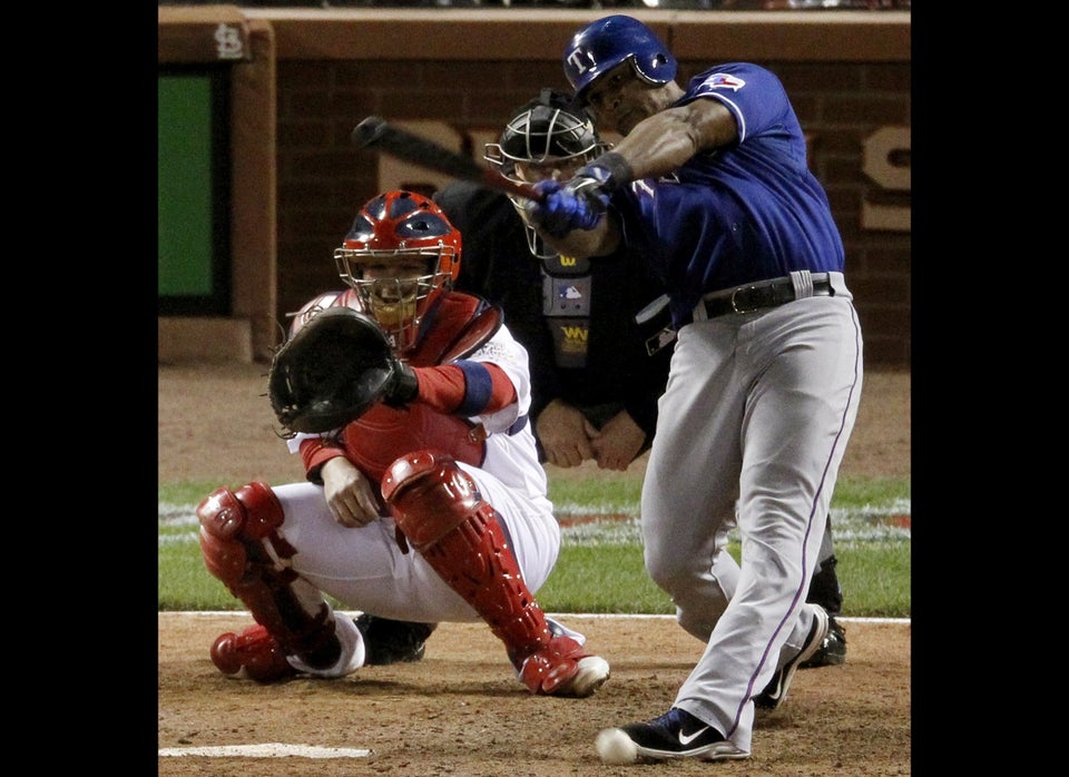 Adrian Beltre very sneakily tries to kick a slow roller foul