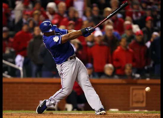 Adrian Beltre very sneakily tries to kick a slow roller foul