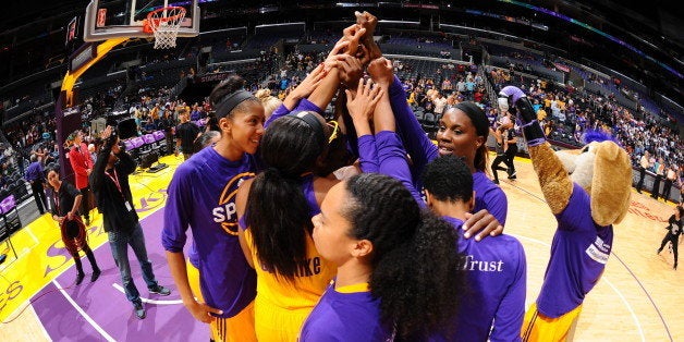 LOS ANGELES, CA - JUNE 2: The Los Angeles Sparks are seen before the game against the San Antonio Stars on June 2, 2016 at STAPLES Center in Los Angeles, California. NOTE TO USER: User expressly acknowledges and agrees that, by downloading and/or using this Photograph, user is consenting to the terms and conditions of the Getty Images License Agreement. Mandatory Copyright Notice: Copyright 2016 NBAE (Photo by Juan Ocampo/NBAE via Getty Images)