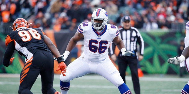 CINCINNATI, OH - NOVEMBER 20: Seantrel Henderson #66 of the Buffalo Bills blocks against the Cincinnati Bengals during the game at Paul Brown Stadium on November 20, 2016 in Cincinnati, Ohio. The Bills defeated the Bengals 16-12. (Photo by Joe Robbins/Getty Images)