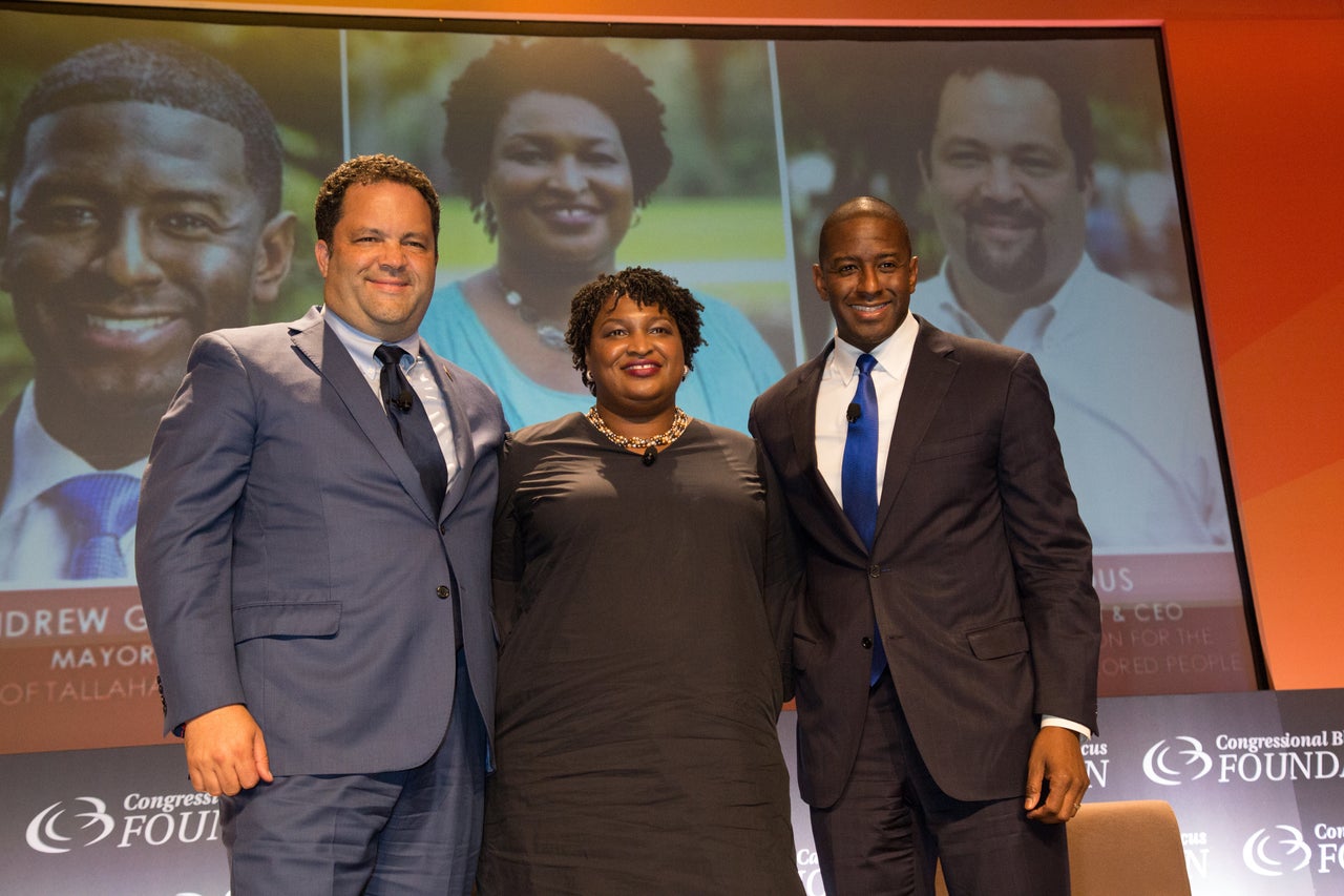 Democratic gubernatorial nominees Ben Jealous (Maryland), Stacey Abrams (Georgia) and Andrew Gillum (Florida) at a "Politics of the New South" event at the Congressional Black Caucus Foundation Conference on Sept. 13.