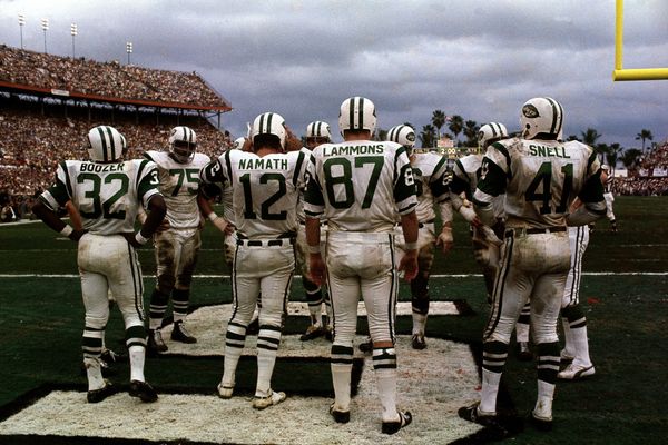 Life magazine photographers cover the first Super Bowl.