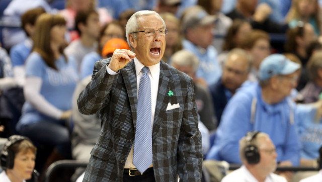 GREENSBORO, NC - MARCH 17: Head coach Roy Williams of the North Carolina Tar Heels reacts in the second half against the Miami (Fl) Hurricanes during the final of the Men's ACC Basketball Tournament at Greensboro Coliseum on March 17, 2013 in Greensboro, North Carolina. (Photo by Streeter Lecka/Getty Images)