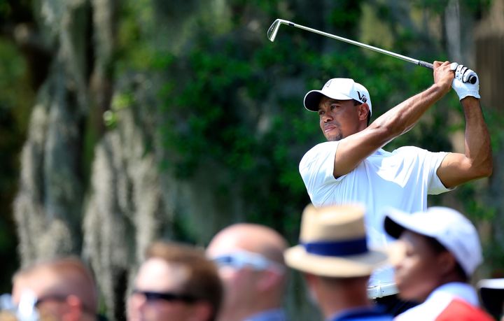 ORLANDO, FL - MARCH 23: Tiger Woods plays a shot on the 5th hole during the third round of the Arnold Palmer Invitational presented by MasterCard at the Bay Hill Club and Lodge on March 23, 2013 in Orlando, Florida. (Photo by Sam Greenwood/Getty Images) 