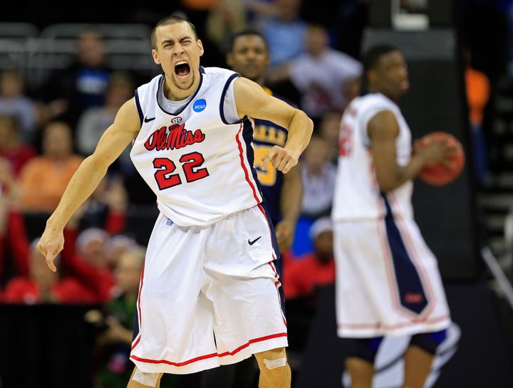 KANSAS CITY, MO - MARCH 24: Marshall Henderson #22 of the Mississippi Rebels reacts in the second half against the La Salle Explorers during the third round of the 2013 NCAA Men's Basketball Tournament at Sprint Center on March 24, 2013 in Kansas City, Missouri. (Photo by Jamie Squire/Getty Images)